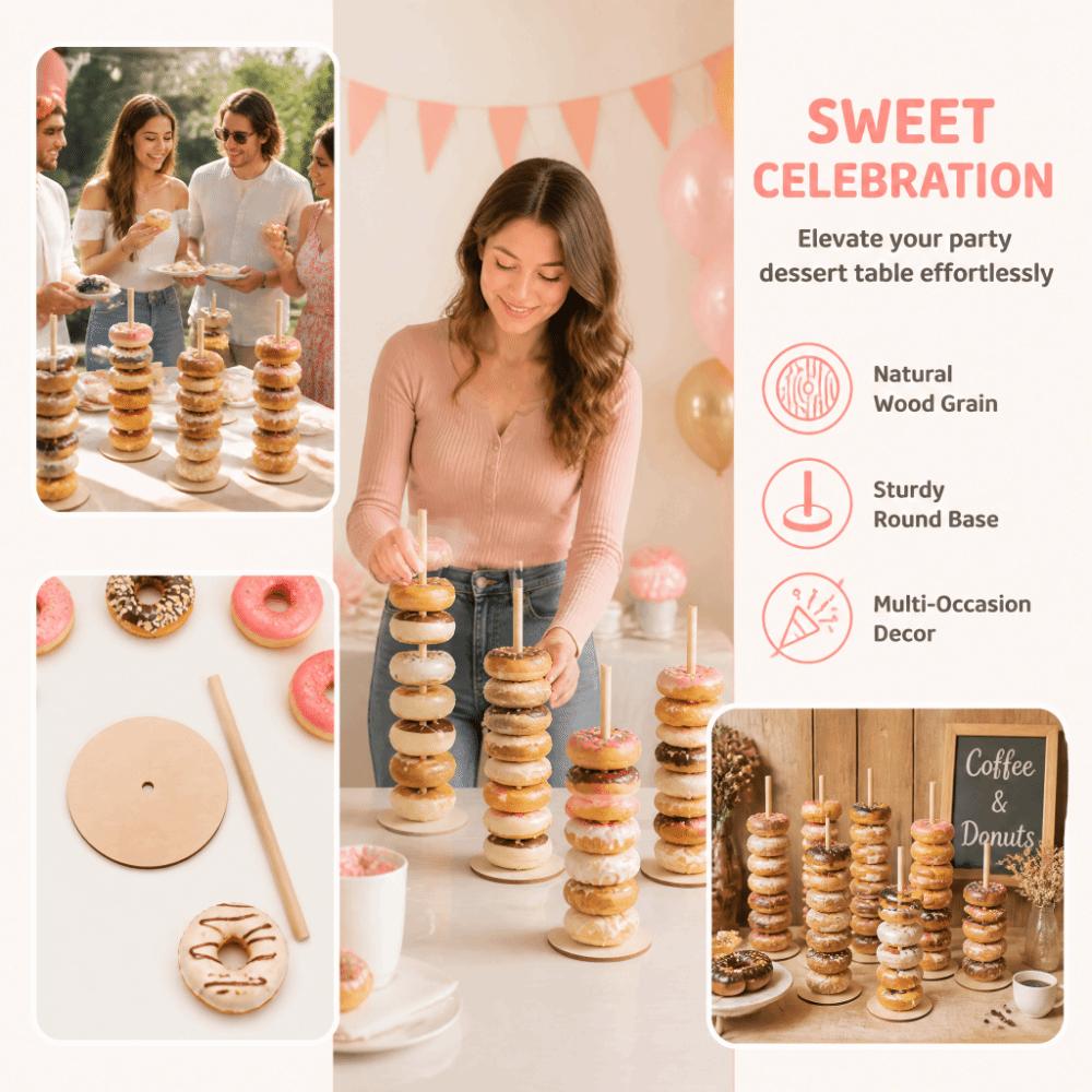 5pcs Wood Donut Holder Decoration Detachable Design Donut Display Stand Wedding Party