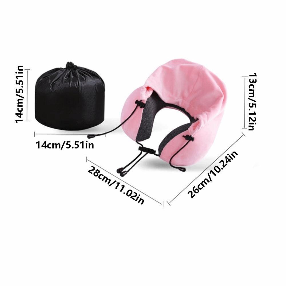 Removable Cover U-shaped Neck Pillow Washable Cover Hooded Neckrest Pad  Car Neck Support