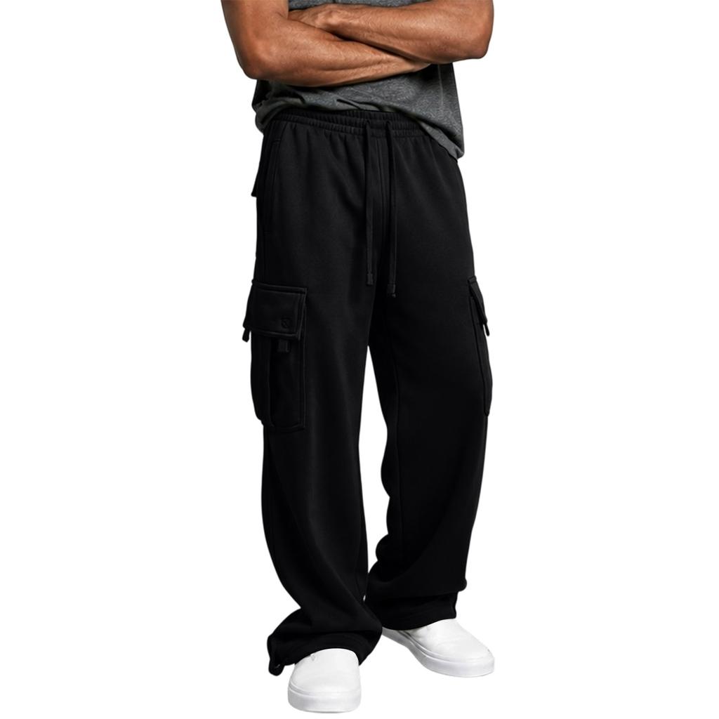 Men's Lined Cargo Pants with Cuffs , Loose Fit Multi Pocket Casual Trousers