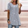 Plus Size Women Summer Sexy Lips Printed Comfy Short Sleeve Round Collar T-shirt Casual Baggy Mid Length Tee Tops