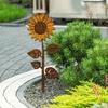 Rostige Blumenbeet-Stange Dekoration Wetterfest Innen Außen Hof Rasen Terrasse Weg Metall Blumen-Silhouette Schild Stange Ornament