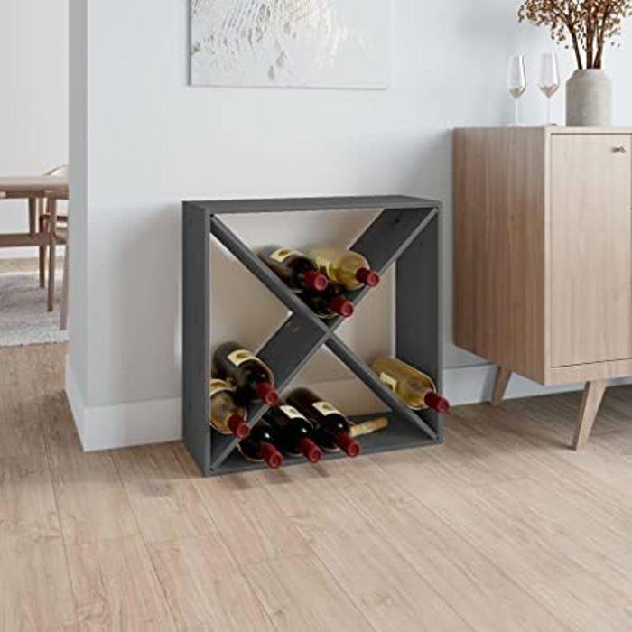 Armoire à vin - VIDAXL - 62x25x62 cm - Bois de pin massif - Couleur gris - Meuble de séjour