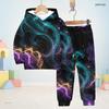 Kids Boys Girls Galaxy Smoke Printed Hooded Long Sleeve Sweatshirt Cuffed Pants Two Piece Set