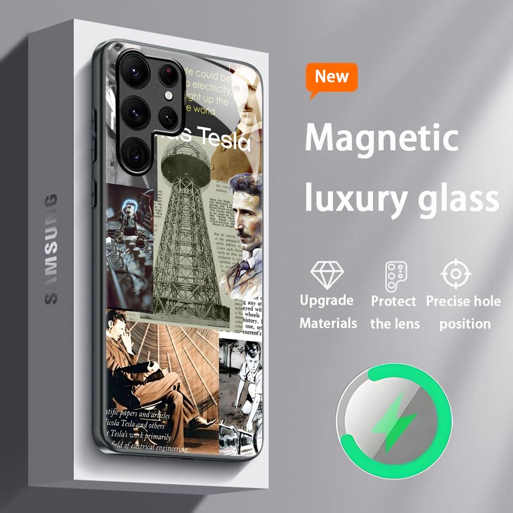 Fashion Art Nikola Tesla Cool Phone Case For Samsung S26 S25 S24 S23 S22 S21 S20 Plus Ultra Glass Magnetic Case