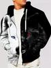 Mens Full Zip Hooded Wolf Graphic Drawstring Hood Side Pockets Lightweight Outerwear Sports Gym Long Sleeve Oversize Sweatshirt