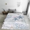 Vintage Nautischer Seestern und Muschel Flanelldecke Polyester Maschinenwaschbar Bequem für Schlafsofas Strandhaus Dekoration