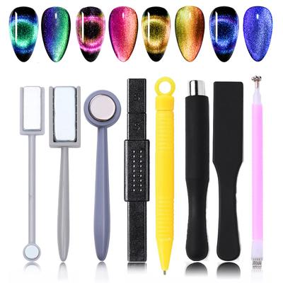 Nail Art Tool Magnetstift, 10-teiliges Nagel-Magnetstift-Set DIY Magic 3D-Magnetstift-Set für ideale Cat-Eye-Maniküre mit magischem Effekt