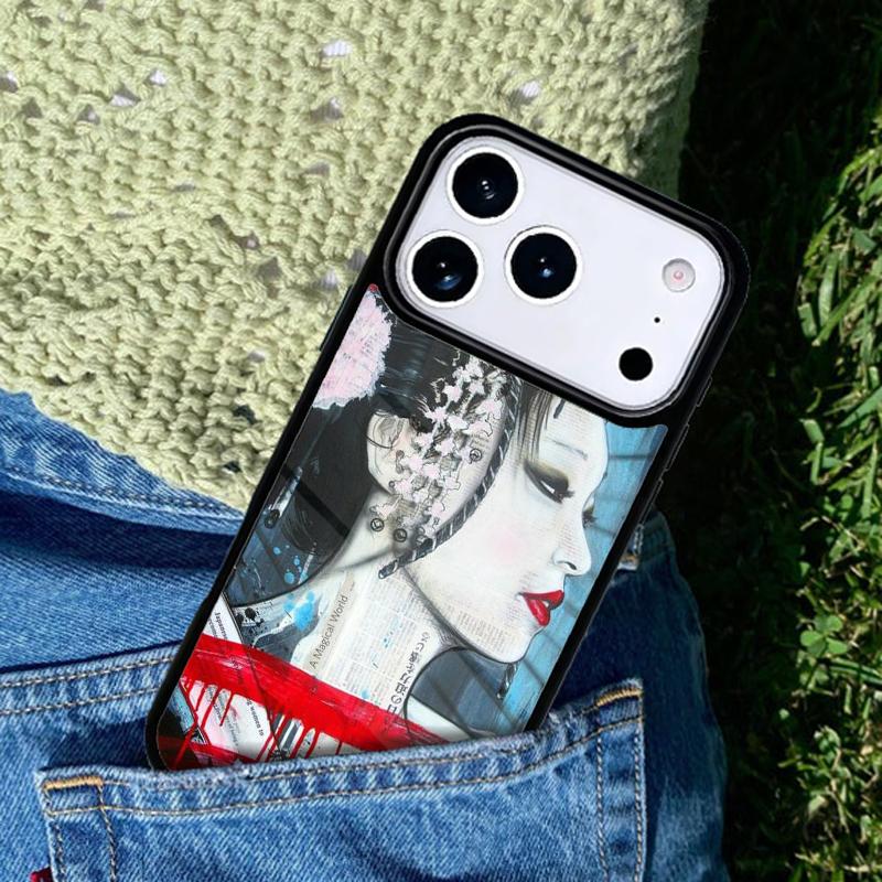 Japanese Geisha Phone Case For iPhone 17 AIR 16 Pro Max 15 14 Pro 11 12 13 Shockproof Silicone Cover