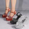 Women's 15CM Chunky Heel Platform Shoes - Transparent Crystal Heel, Anti-Slip, for Pole Dancing/Catwalk, LFD-3640-A3
