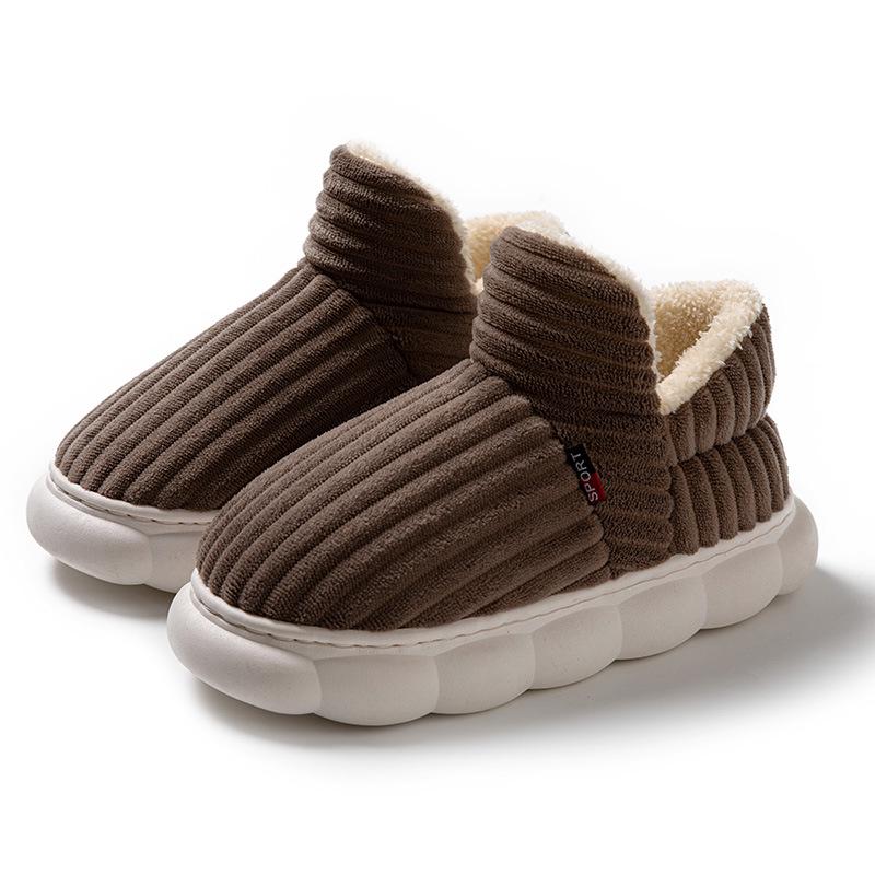 Men's and Women's Velvet-Lined Non-Slip Cotton Slippers for Indoor/Outdoor Use