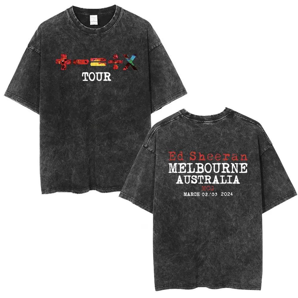Ed Sheeran European Tour 2025 Vintage Washed T Shirts Mens Women Clothing Cotton Casual Short Sleeve Tshirt Fashion Tee Shirts