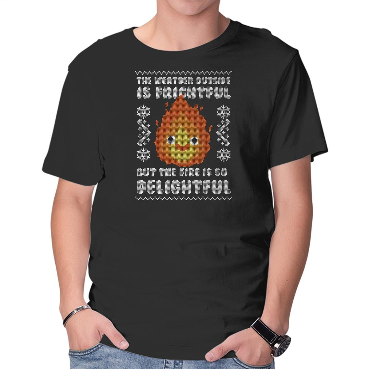 Unisex Crew Neck T-Shirt Delightful Fire! Graphic Short Sleeve Casual Tee S
