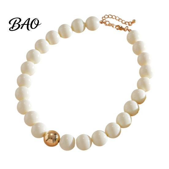 Colorful Bead Necklace Beaded Jewelry for Women, Acrylic Big Beads Choker Female Bracelet Necklace, Round Stretch Bracelet, Summer Retro Accessory