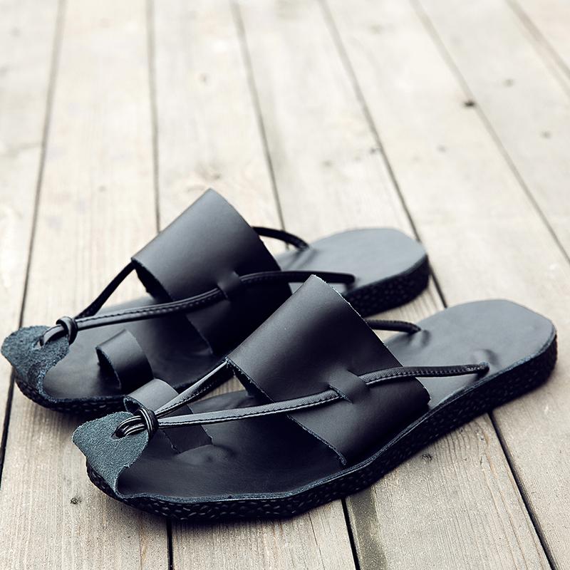

Fashion ummer Men Sandals Fashion Roman Sandals Breathable Flat Beach Shoes Soft Sole PU Shoes Black Khaki Size 38-44 Men Sandals 44