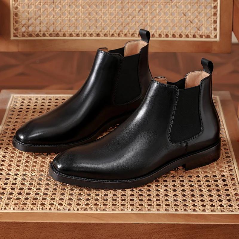 Golden Sapling Formelle Chelsea Boots für Herren Handgefertigte Schuhe aus echtem Leder Lässige Businessschuhe Britischer Stil Herren-Stiefelette