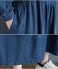 2021 Spring Retro Plus Size Denim Mid-Length Dress with Long Sleeves