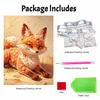 DIY 5D Pearl Bead Painting Kit with Frame Cute Fox Portrait Shiny Canvas Art for Bedroom Wall Decor and Gift for Enthusiasts and Art Lovers
