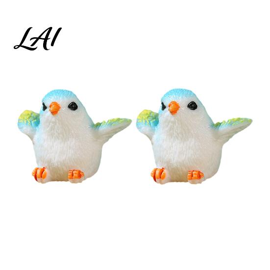 Miniature Scene Decorations for Bonsai 2Pcs Bird Ornaments Micro Landscape Figurines Mini Resin DIY Fairy Garden Accessories Birds Figurines