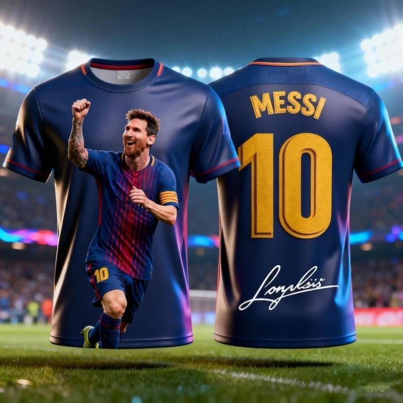 Speciální edice Messi Léto 3D tisknutelné Rodinné oblečení Fotbalový dres Tričko Je vhodné pro každodenní nošení i ven