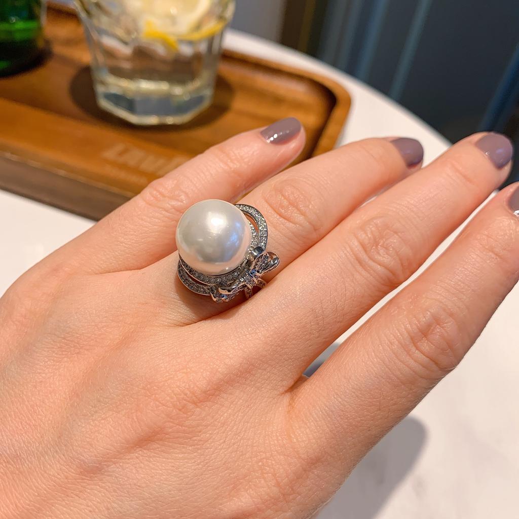 Tiktok Cross Border Australian Fritillaria Pearl Women's Ring Fashion Creative Jewelry Adjustable Hand