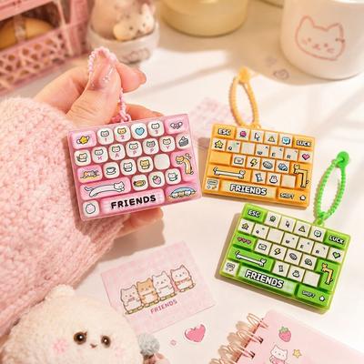Clear Key Sounds Keyboard Keychain Pressable Keys Press Button Toy Cute Keyboard Toy  Bag Ornament