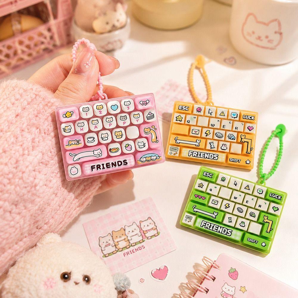26-key Stress Relief Decompression Toy Clear Key Sounds Keyboard Toy Press Button Toy Bag Pendant