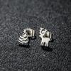 Christmas Tree Reindeer Pattern Earrings Women Student Teen New Year Gift Stainless Steel Cartilage Piercing Earring Zircon