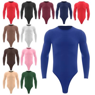 Meeste ühes tükis kehakostüüm ümmarguse kaelusega pikkade varrukatega trukkidega vabaaja kombinesoon moodne trikoo L-XL