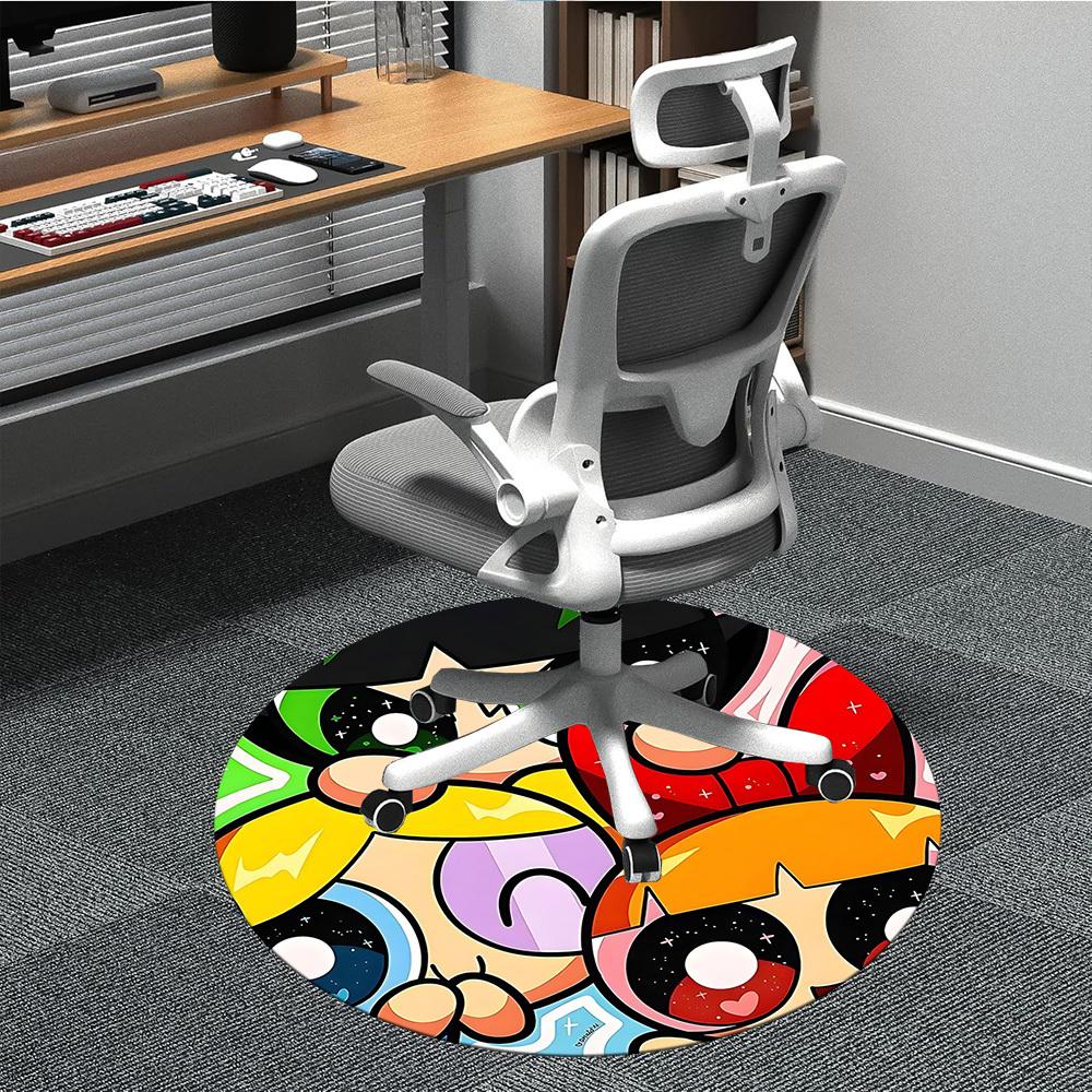 

1pc Powerpuff Girls Office Round Area Rug, Under Office Chairs Bedroom Living Room Home Decor, Room Deco, Available in Various Sizes 80cm