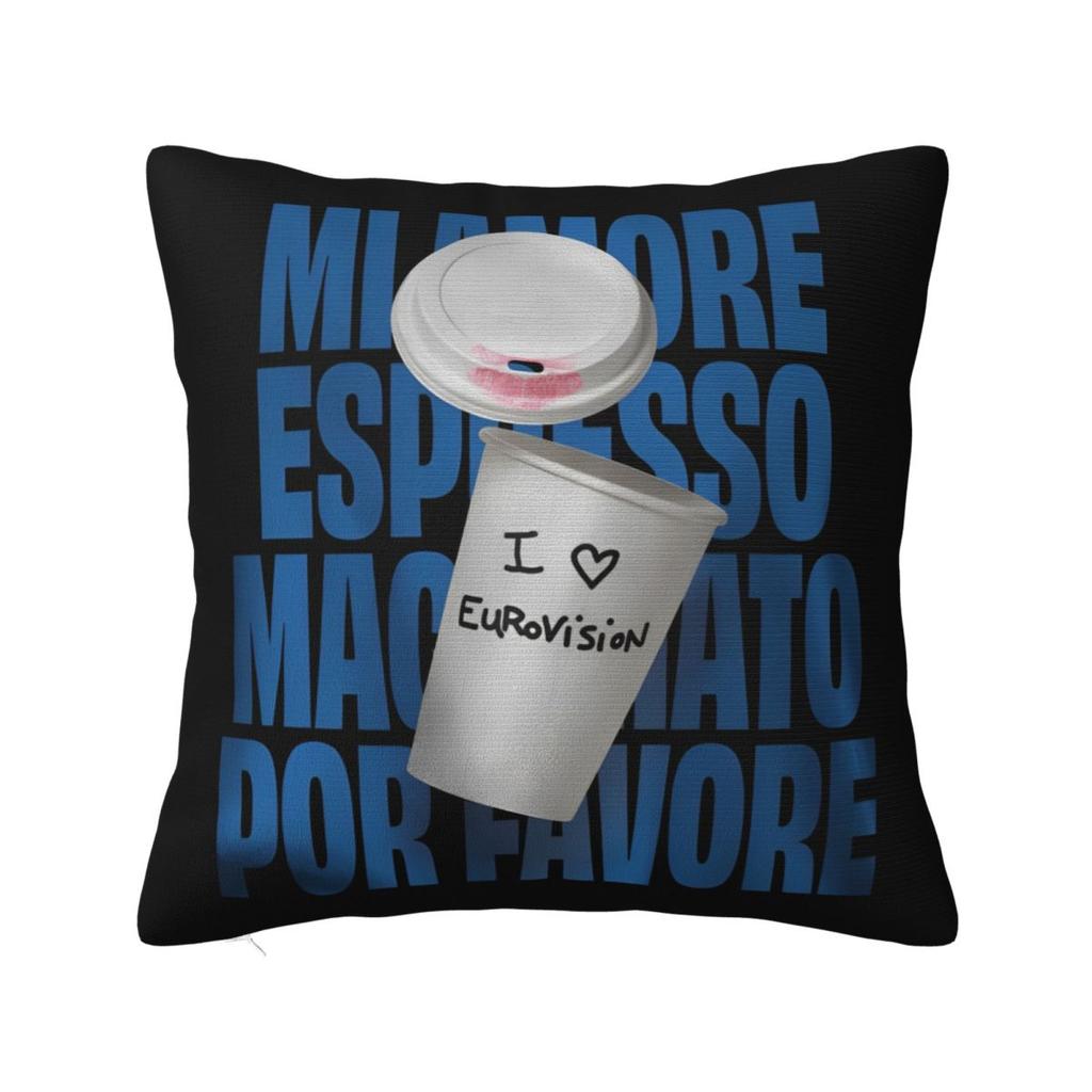 Concours Eurovision de la Chanson Drapeaux Cœurs Esc Ebu Eurofans Taie d'Oreiller Housse de Coussin Musical Décoration Taie d'Oreiller Pour Voiture 45X45Cm