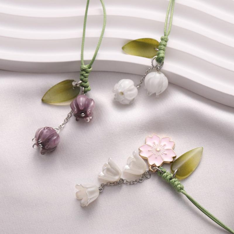 Flower Mobile Phone Straps Charm Cute For Phone Short Lanyard Hand Rope Kawaii Keychain Phone Strap Pendant