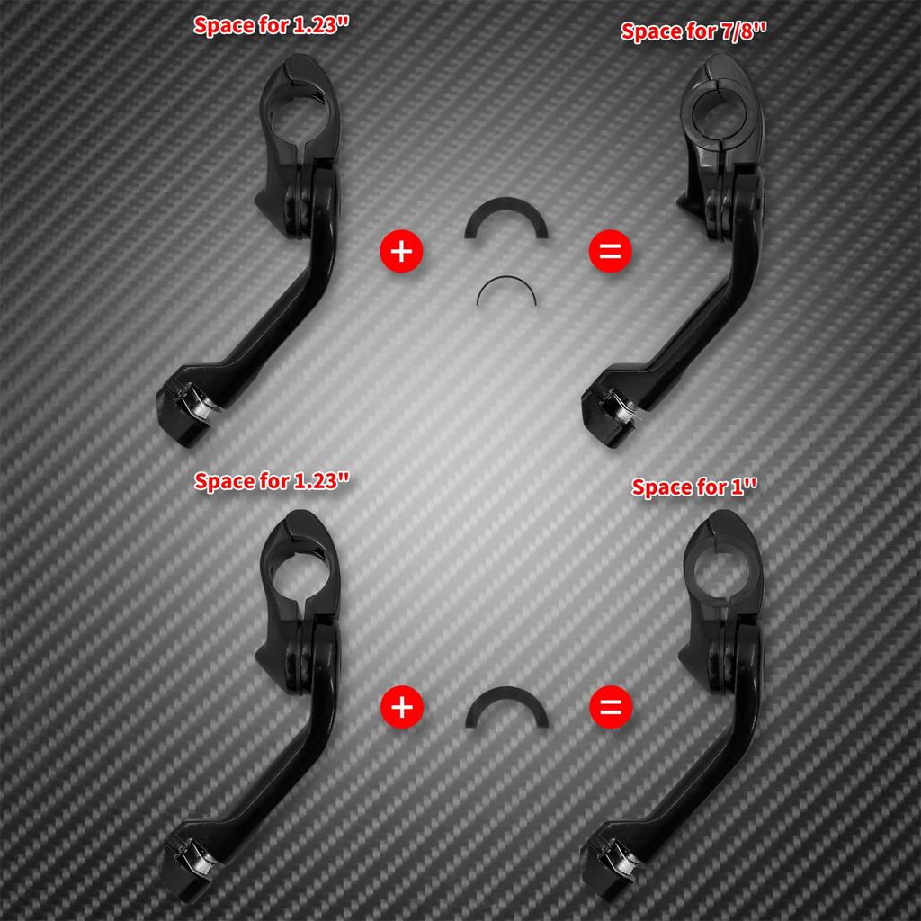 HDBUBALUS Motorcycle 1 Highway Peg Universal Adjustable Highway Pegs with Long Angle Footpeg Mount for Harley Road Street and Black 1/4" Mount,