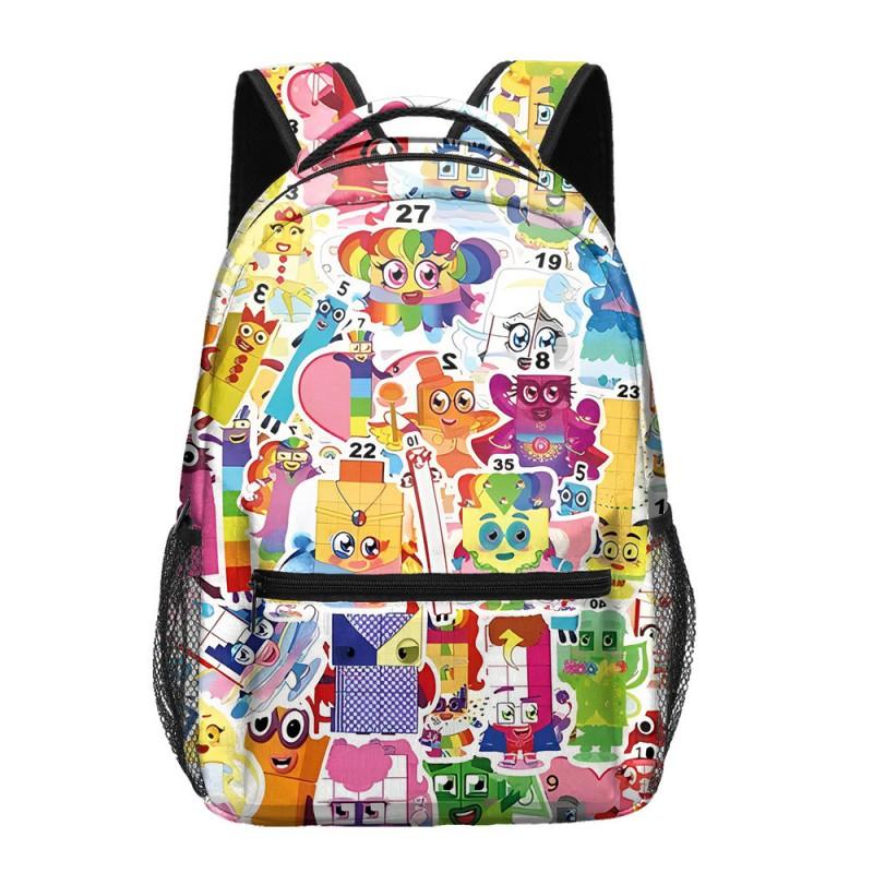Numberblocks Kids School Backpack Boys Girls - Oxford Fabric Breathable Padded Straps Lightweight Durable