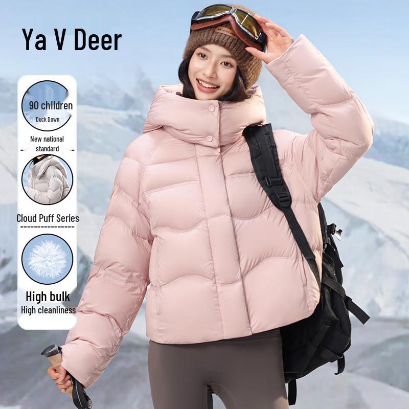 

Yalu Women s Short Puffer Down Jacket with Detachable Hood L
