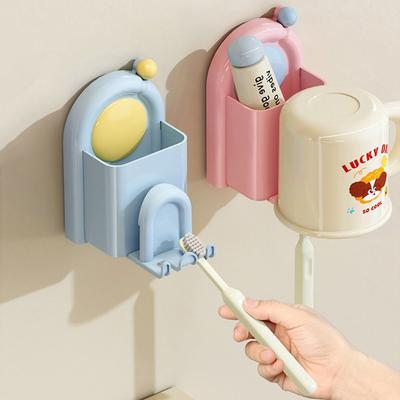 Suction Cup Wall Mounted Toothbrush Holder Waterproof Self Adhesive Suction Cup Toothbrush Holder Punch-Free Household