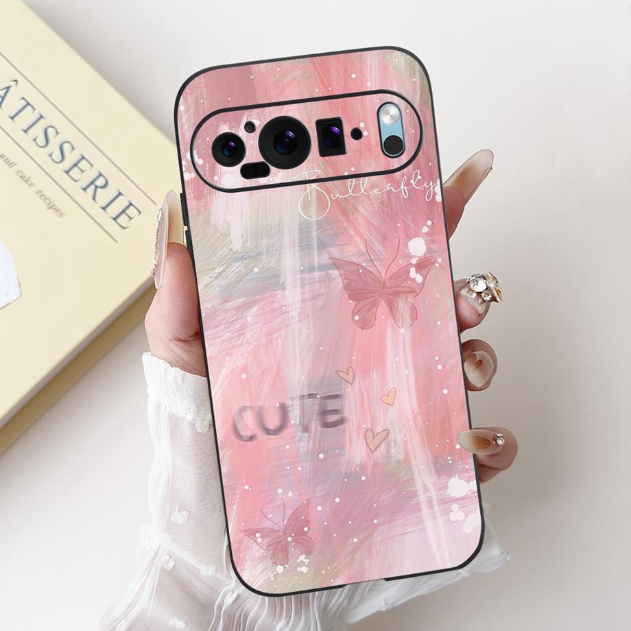 Silicone Butterfly Flower Aesthetic Cover Case For Google Pixel 9 Pro 9A Funda Use For Google 8 8a 8Pro Soft Matte Bumper Capa