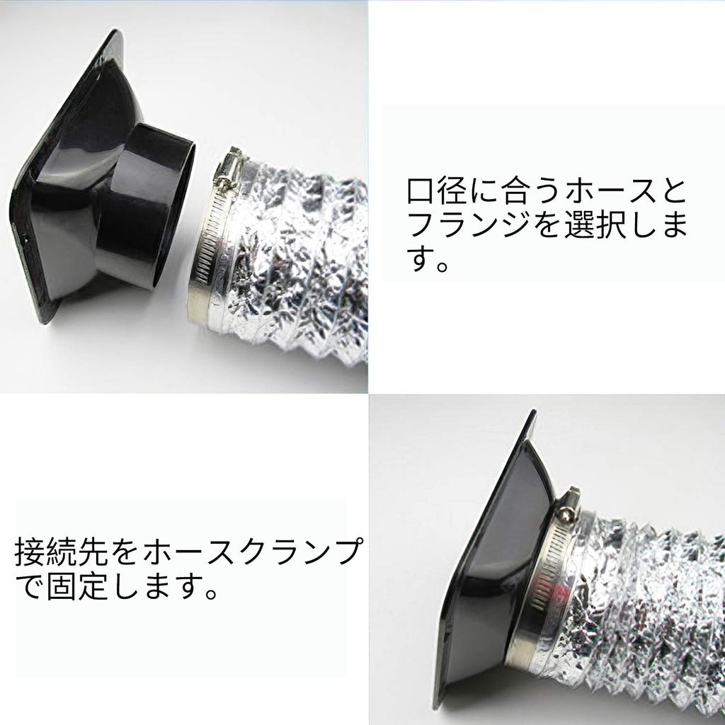 TiCoast Straight Pipe Flange Duct Connector Flange ABS Plastic Ventilation System Plumbing Components Black (Square-150mm)