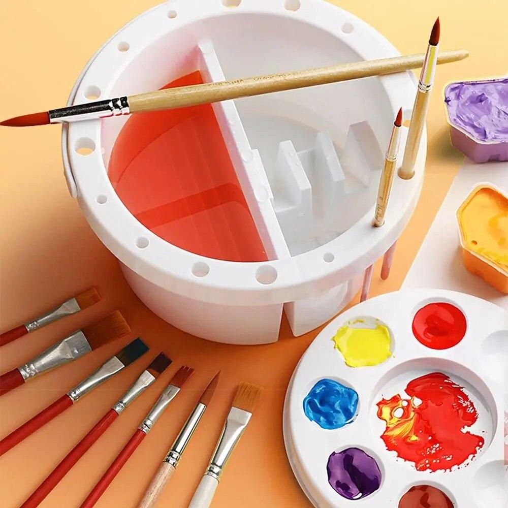 With Lid Paint Brush Washing Bucket 3-in-1 Paint Brush Holder/Color Palette Paint Brush Holder Plastic Paint Brush Washer