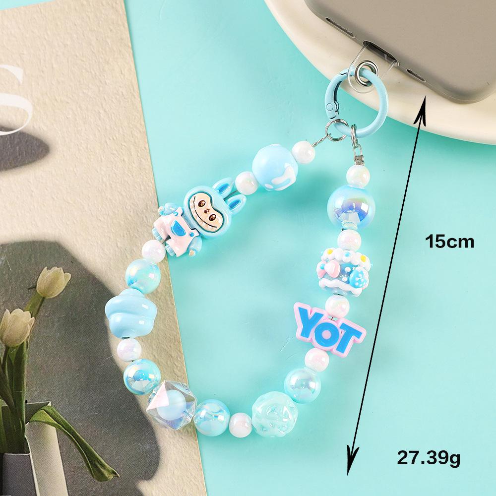 Handmade Cartoon Phone Charm: Dopamine Colors Beaded Keychain Lanyard