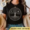 Tree of Life T-Shirt Celtic Symbol Shirt with Sun & Moon Spiritual Gift for Nature Lovers, Pagans, Wiccans and Boho Souls, Yggdrasil Shirt
