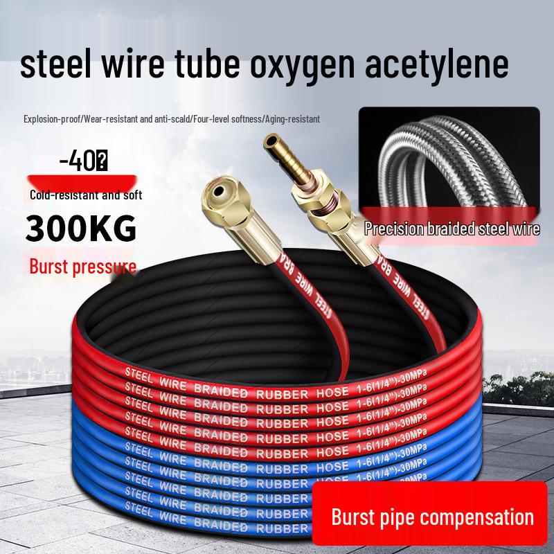 High-Pressure Dual-Color Oxygen and Acetylene Welding Hose, 6mm, Wear-Resistant and Flame-Retardant.