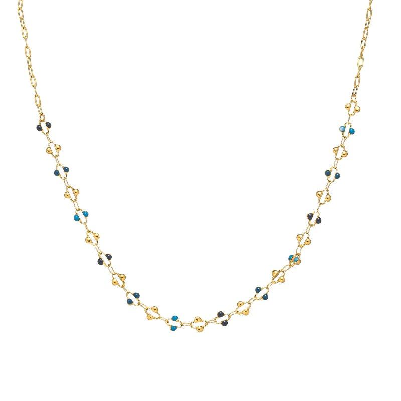 

Titanium steel double circle enamel chain stainless steel necklace non-fading clavicle chain