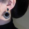 Exquisite Retro Black Crystal Palace Style Earrings - High-End, Fashionable Design
