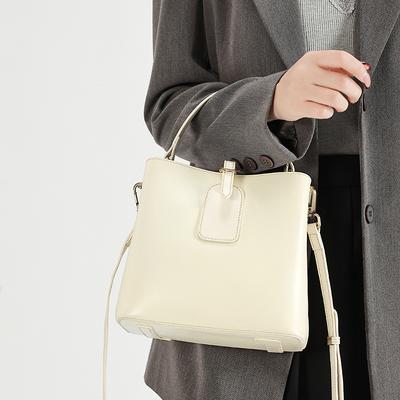 Bolso Balde de Moda y Versátil de Piel de Vacuno de Grano Superior con un Sentido de Lujo Bolso Bandolera de Gran Capacidad Bolso de Un Hombro