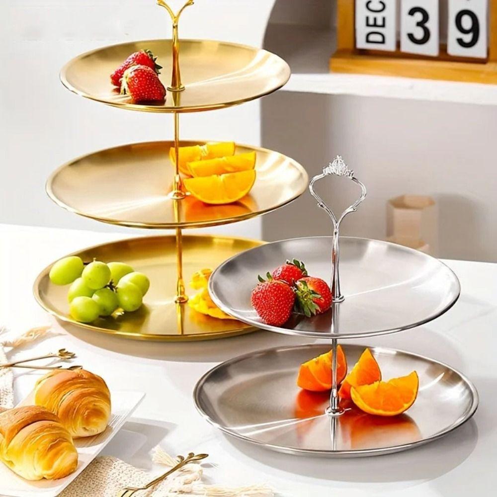 2/3 Layer Stainless Steel Fruit Stand Easy to Use Dessert Display Holder Cake Dessert Tray  Kitchen
