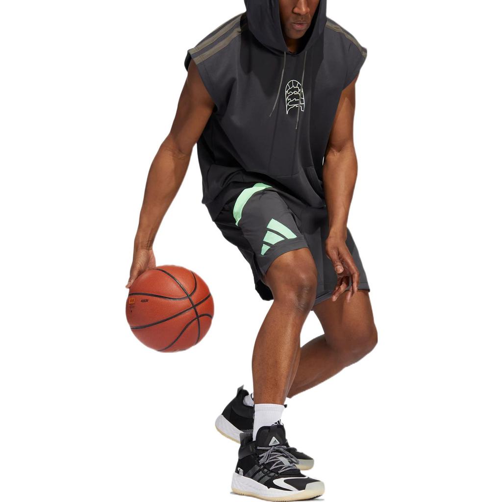 Adidas Galaxy Striped Logo Print Drawstring Straight-Leg Shorts Men Bottoms Black IC1955