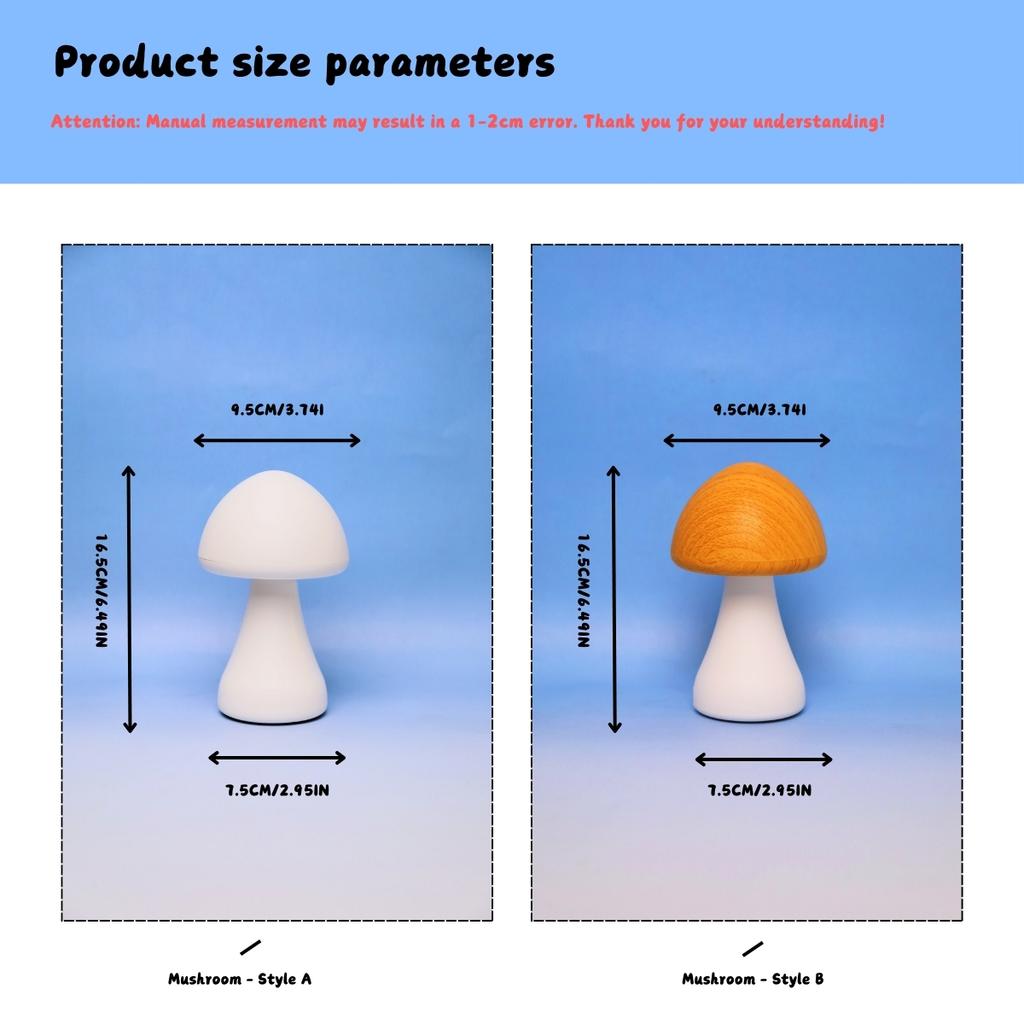 Creative mushroom table lamp, bedroom bedside lamp, dimmable LED light, unique home warm gift, Valentine's Day gift
