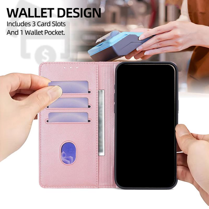 Flower Pattern Magnetic Leather Flip Wallet Case for iPhone 17 Pro Max 16 15 14 13 12 11 Pro Max 16 Plus Air Card Slots Holster