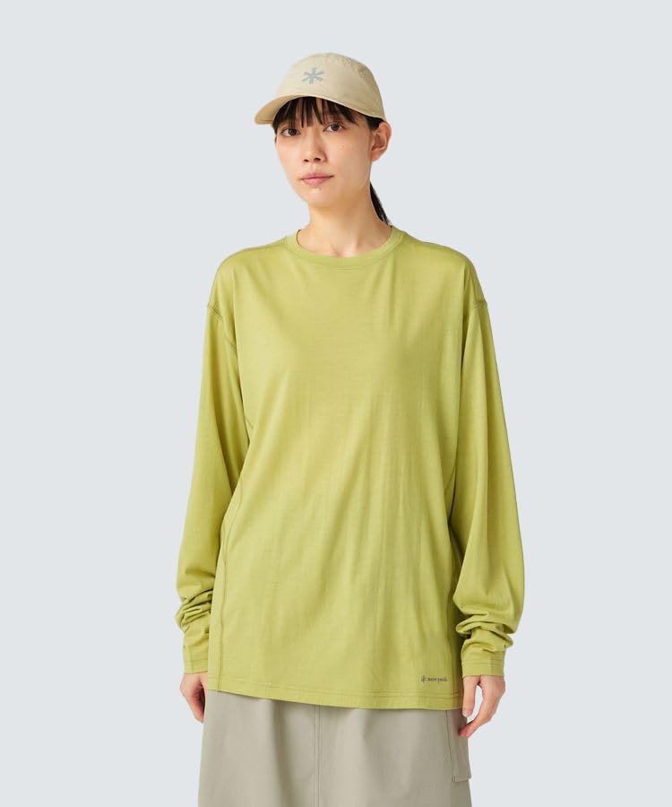 Snow Peak Merino Wool Cut and Long and Light Size L L/S T-Shirt SW-25AU015, Sew, Sleeve, T-Shirt, Men's Women's, Green,