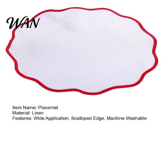 Farmhouse Placemat Scalloped Round Linen Machine Washable Heat Insulation Table Mat for Dining Protection Decoration